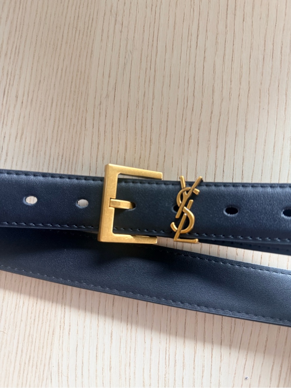 Black Belt with Bronze Logo Buckle- unisex cassandre inspired